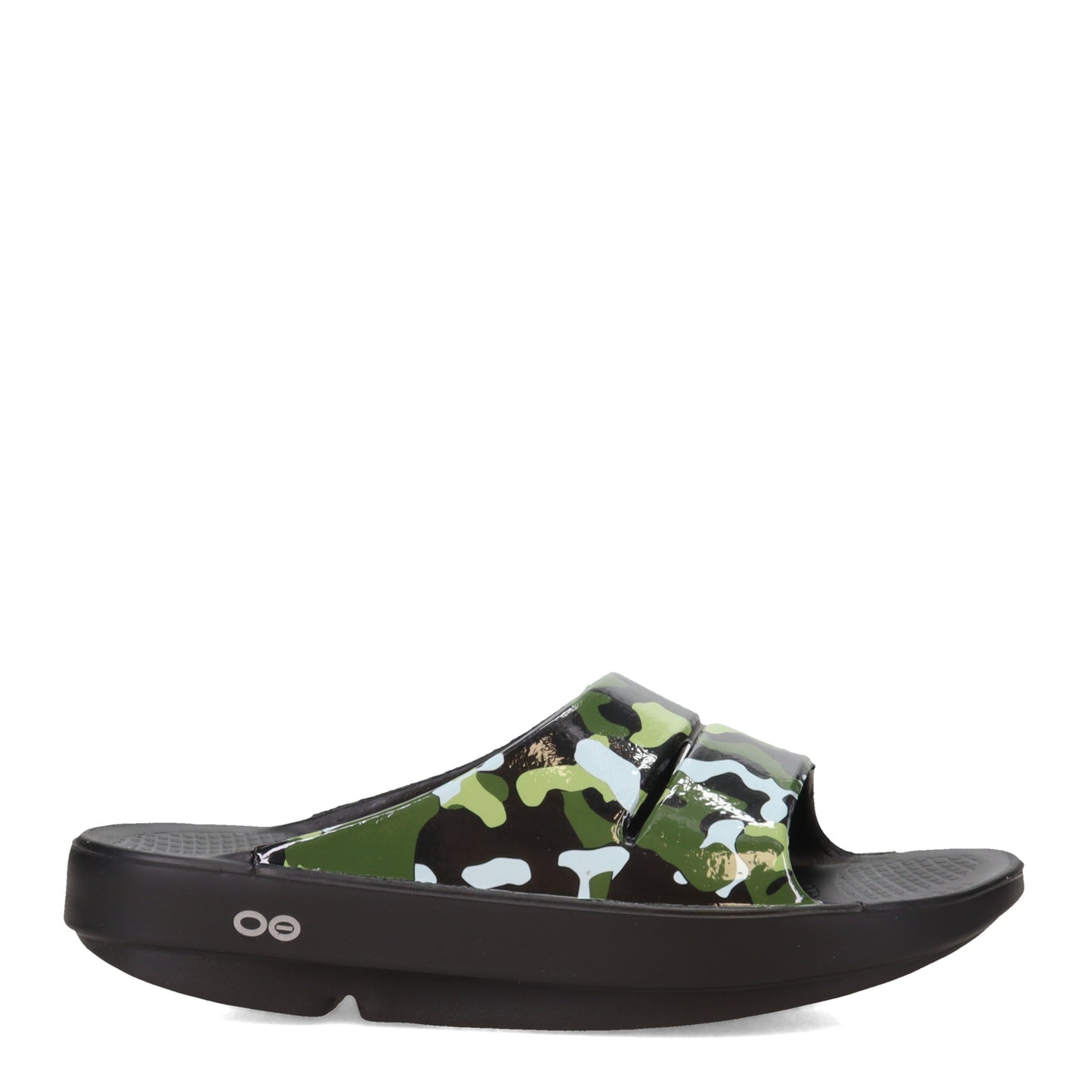 Peltz Shoes Women's Oofos OOahh Luxe Slide Sandal JUNGLE BLACK 1103-BLKJUNGLE