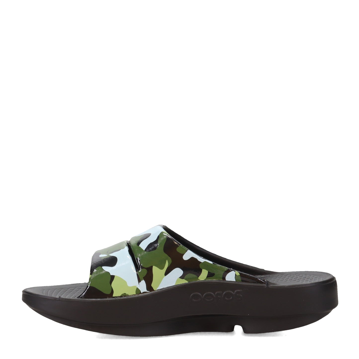Peltz Shoes Women's Oofos OOahh Luxe Slide Sandal JUNGLE BLACK 1103-BLKJUNGLE
