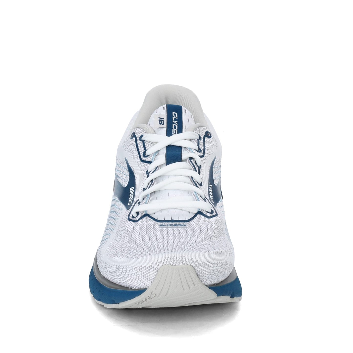 Peltz Shoes Men's Brooks Glycerin 18 Running Shoe WHITE GREY 110329 1D 178