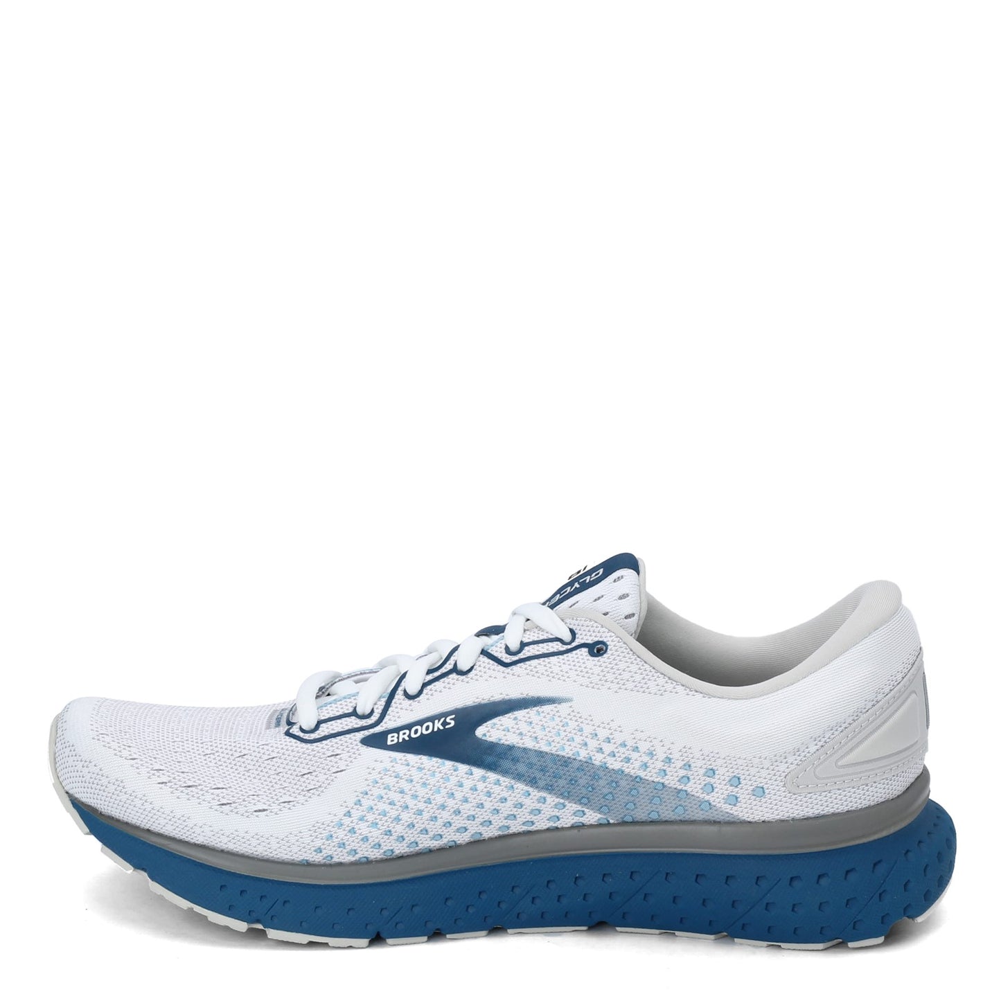 Peltz Shoes Men's Brooks Glycerin 18 Running Shoe WHITE GREY 110329 1D 178