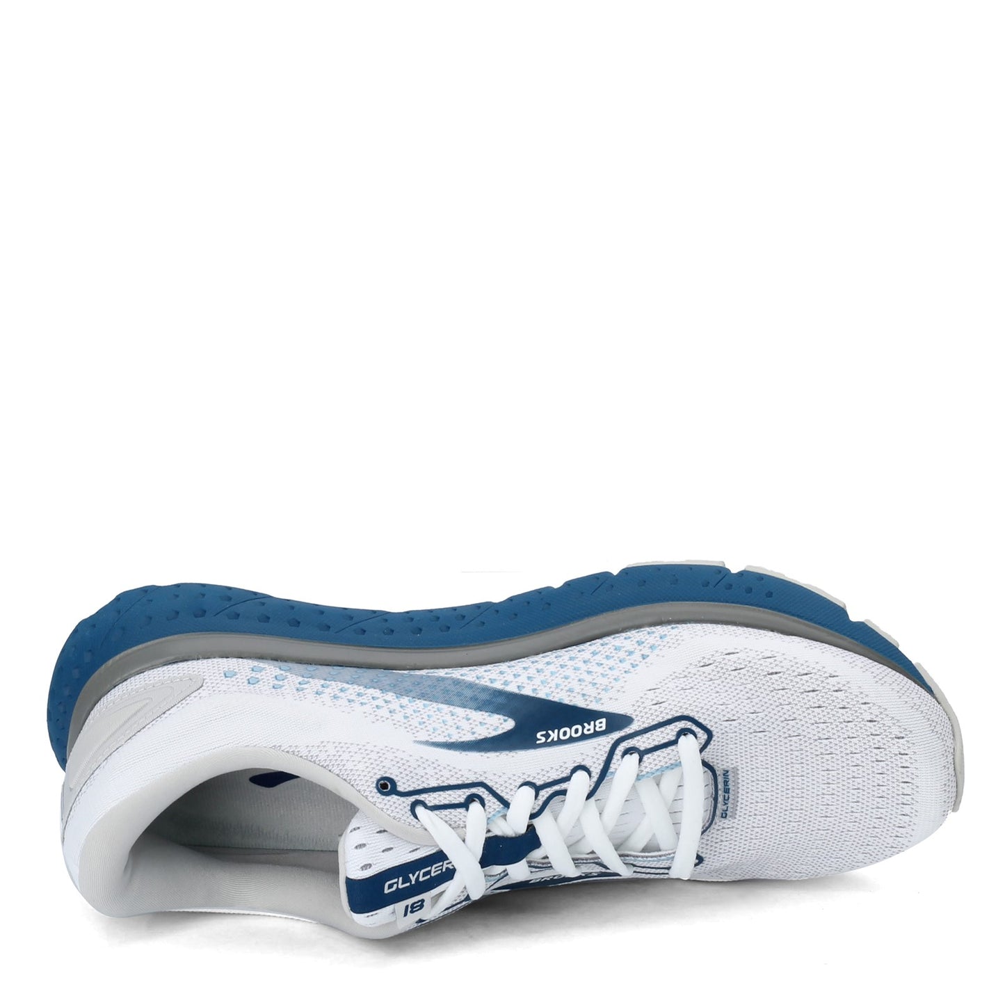 Peltz Shoes Men's Brooks Glycerin 18 Running Shoe WHITE GREY 110329 1D 178