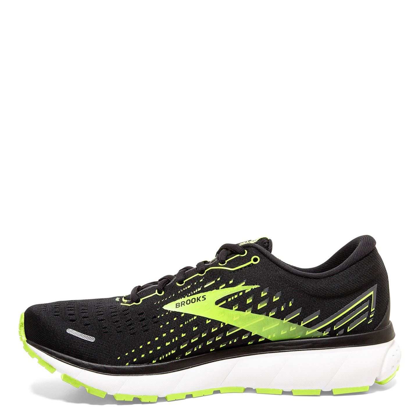 Peltz Shoes Men's Brooks Ghost 13 Running Shoe BLACK GREEN 110348 1D 039