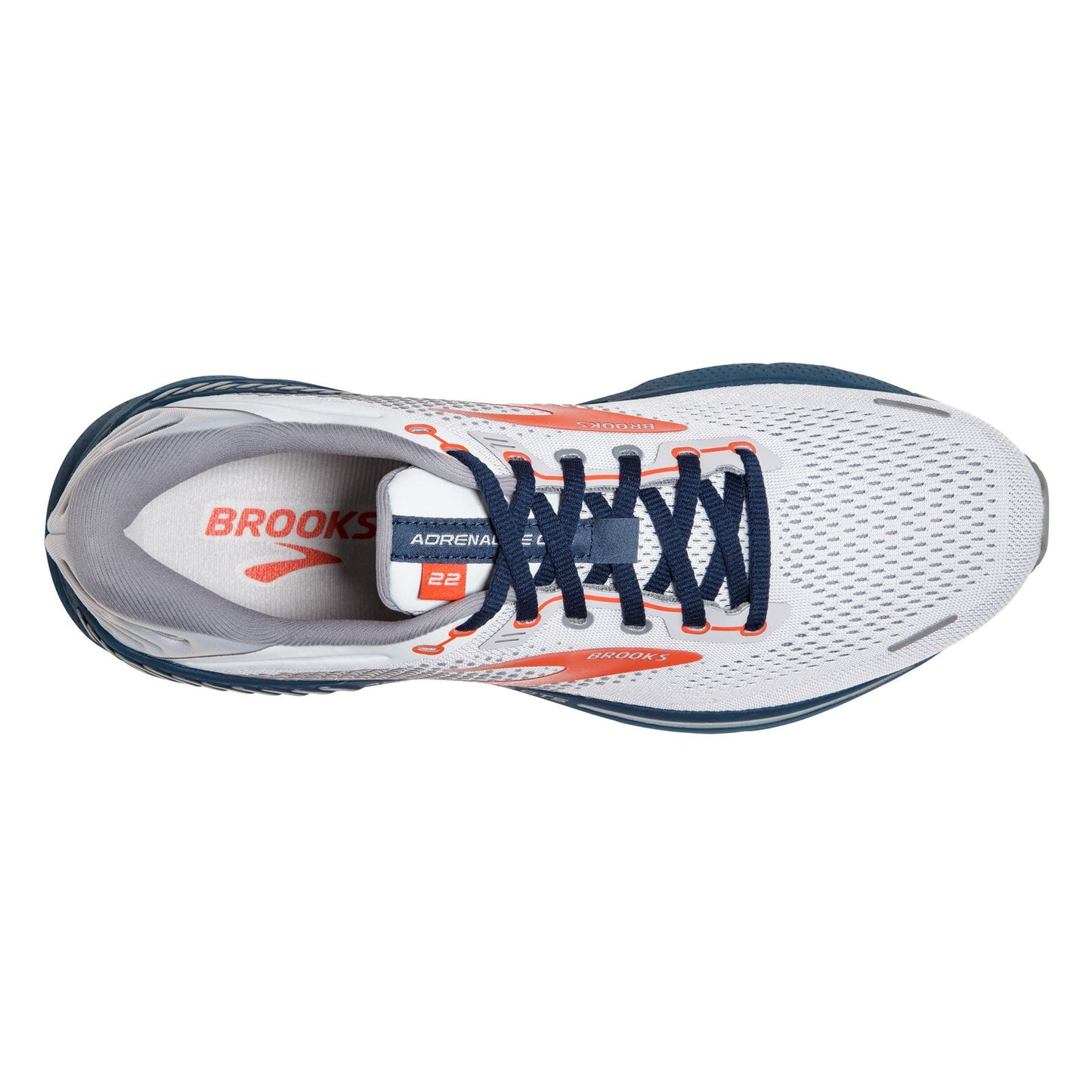 Peltz Shoes Men's Brooks Adrenaline GTS 22 Running Shoe Artic/Red/Titan 110366 1D 004