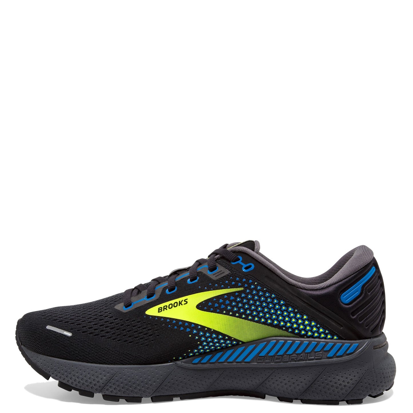 Peltz Shoes Men's Brooks Adrenaline GTS 22 Running Shoe Black/Blue/Nightlife 110366 1D 069