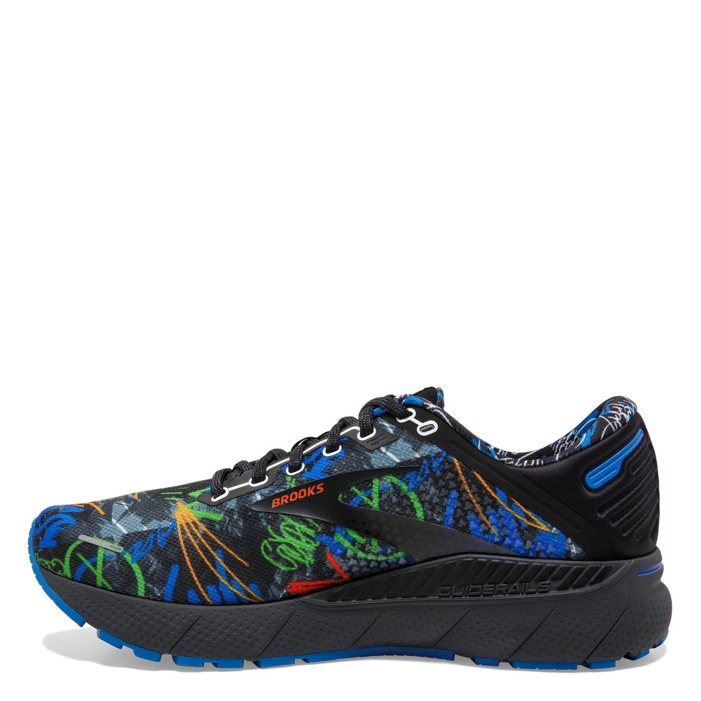 Peltz Shoes Men's Brooks Adrenaline GTS 22 Running Shoe Black/Blue/Cherry 110366 1D 084