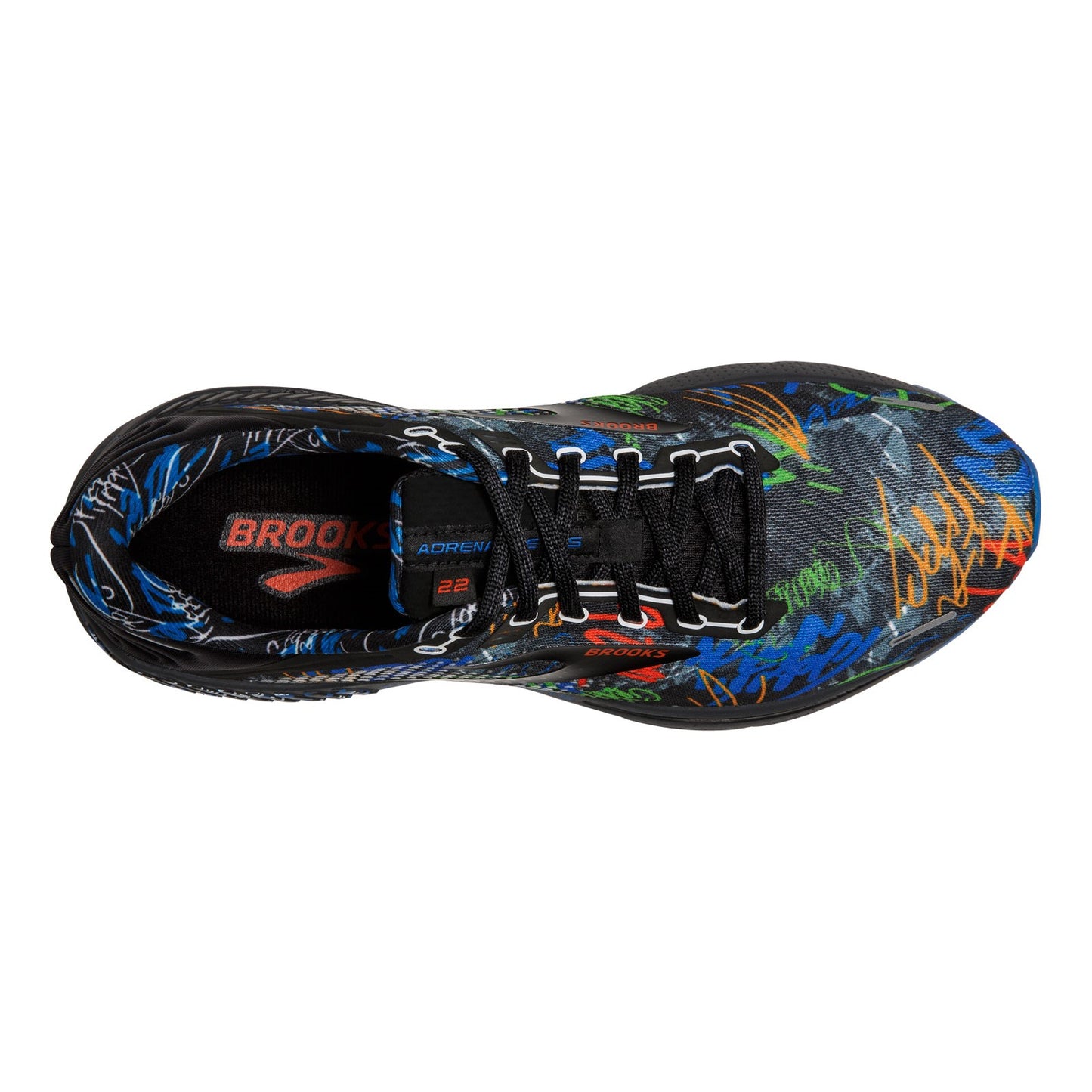 Peltz Shoes Men's Brooks Adrenaline GTS 22 Running Shoe Black/Blue/Cherry 110366 1D 084