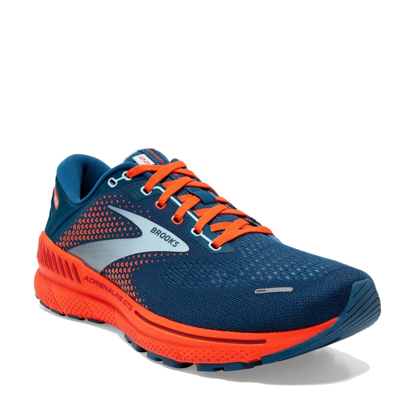 Peltz Shoes Men's Brooks Adrenaline GTS 22 Running Shoe Blue/Orange 110366 1D 404