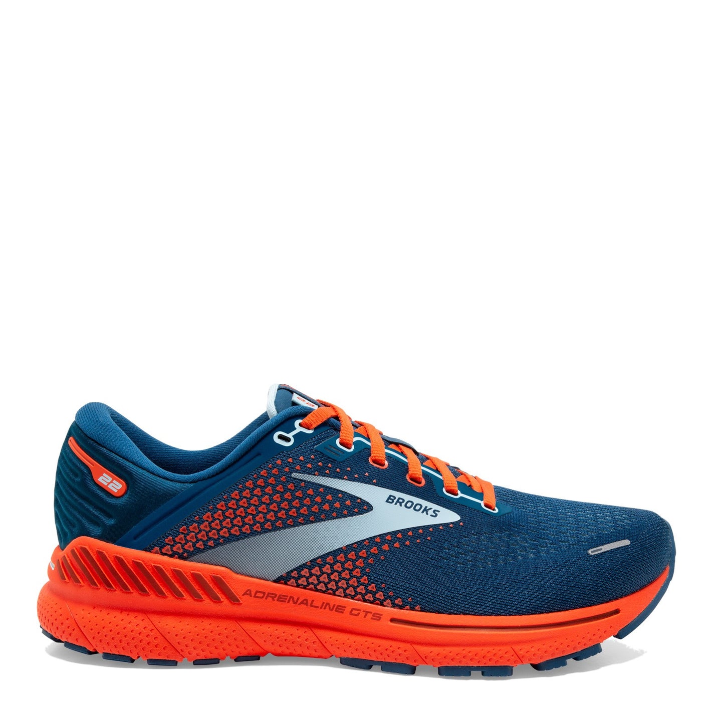 Peltz Shoes Men's Brooks Adrenaline GTS 22 Running Shoe Blue/Orange 110366 1D 404