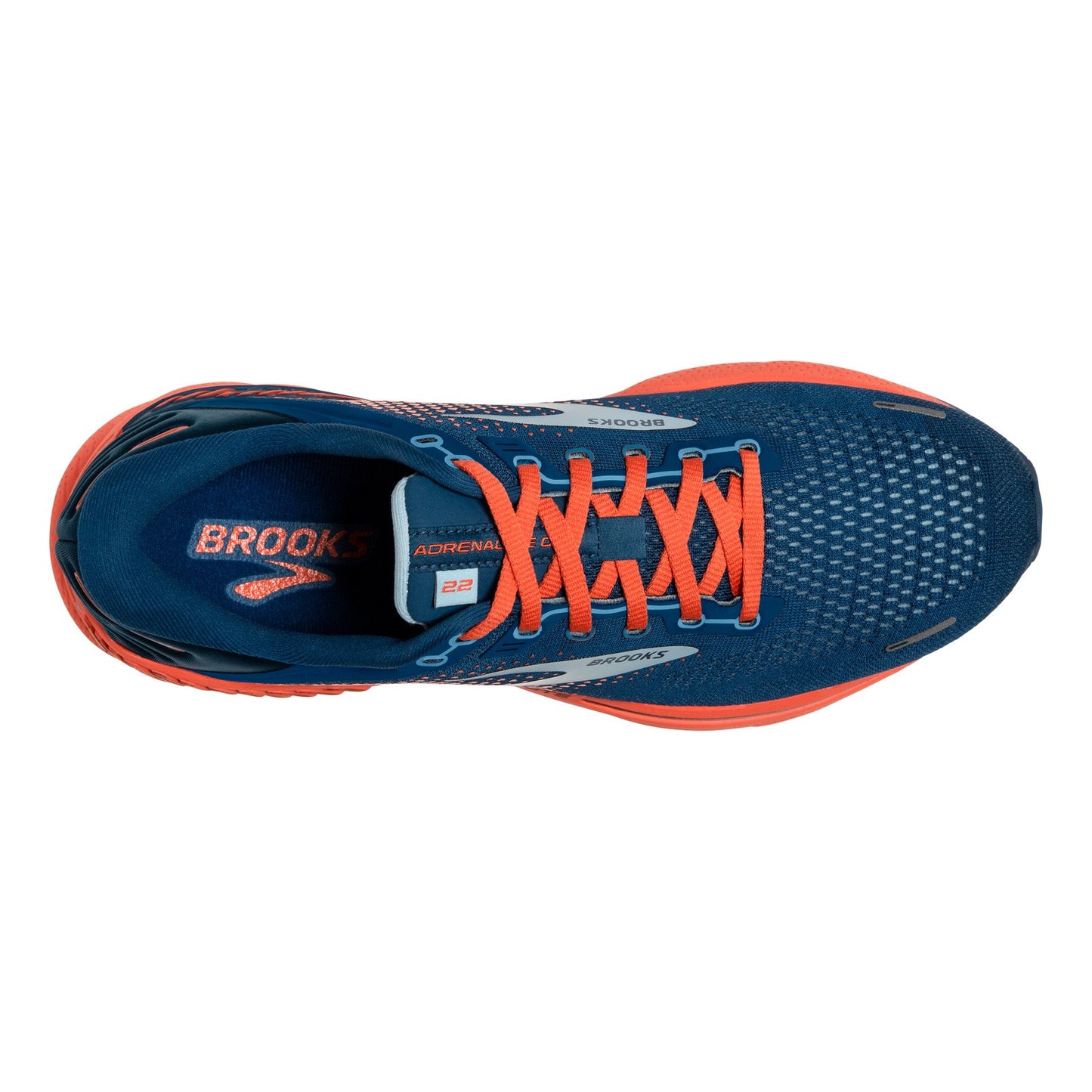Peltz Shoes Men's Brooks Adrenaline GTS 22 Running Shoe Blue/Orange 110366 1D 404