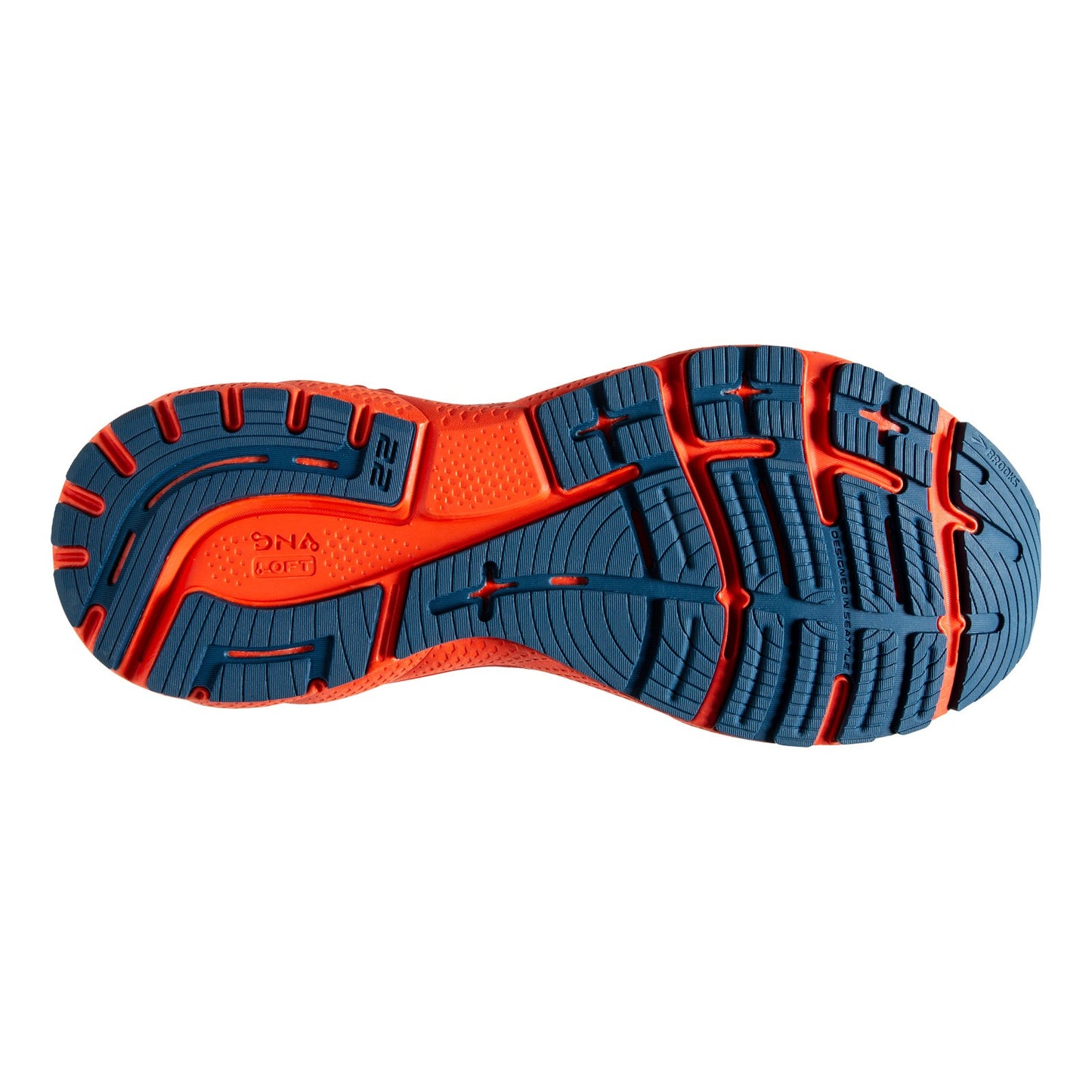 Peltz Shoes Men's Brooks Adrenaline GTS 22 Running Shoe Blue/Orange 110366 1D 404