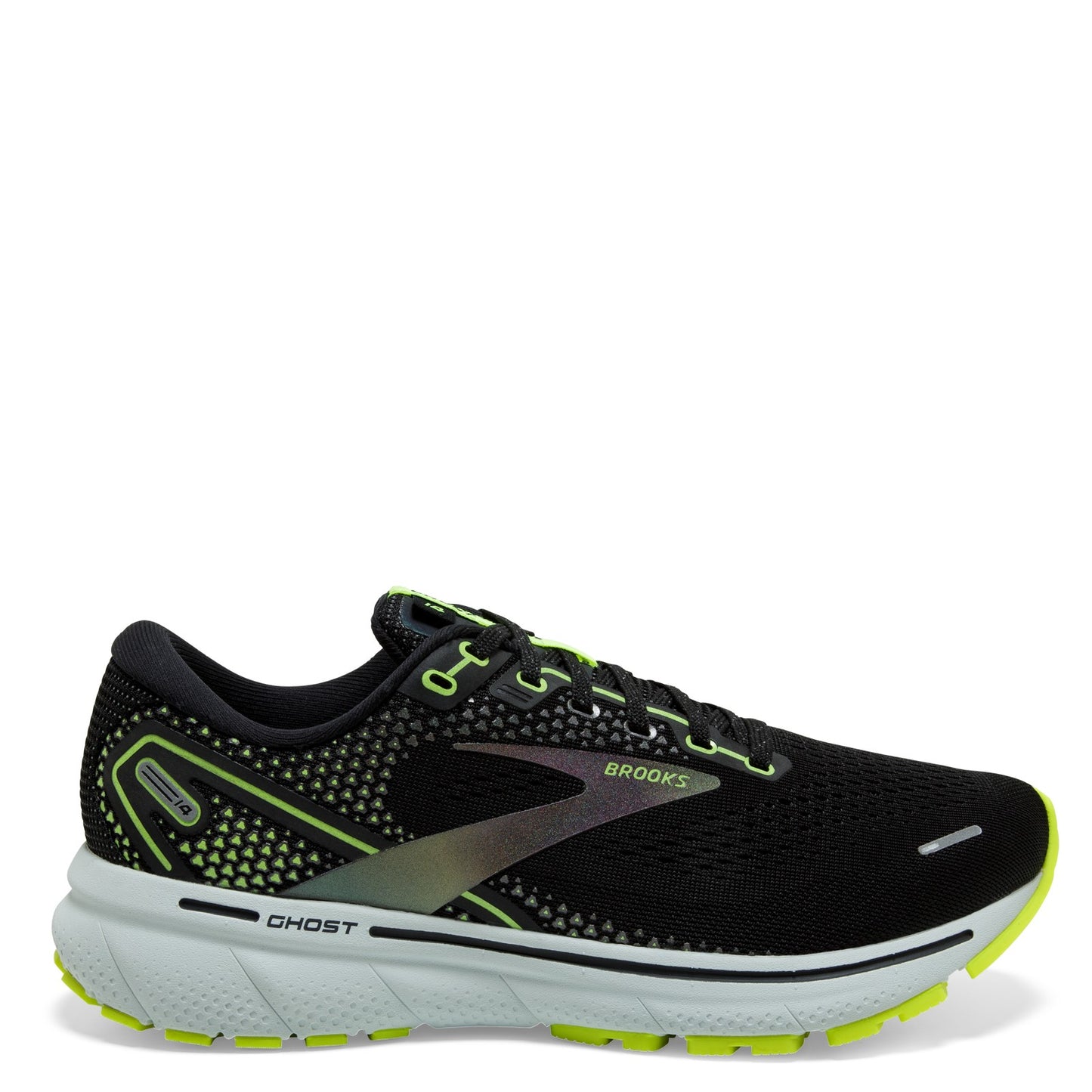 Peltz Shoes Men's Brooks Ghost 14 Running Shoe Black/Nightlife 110369 1D 050