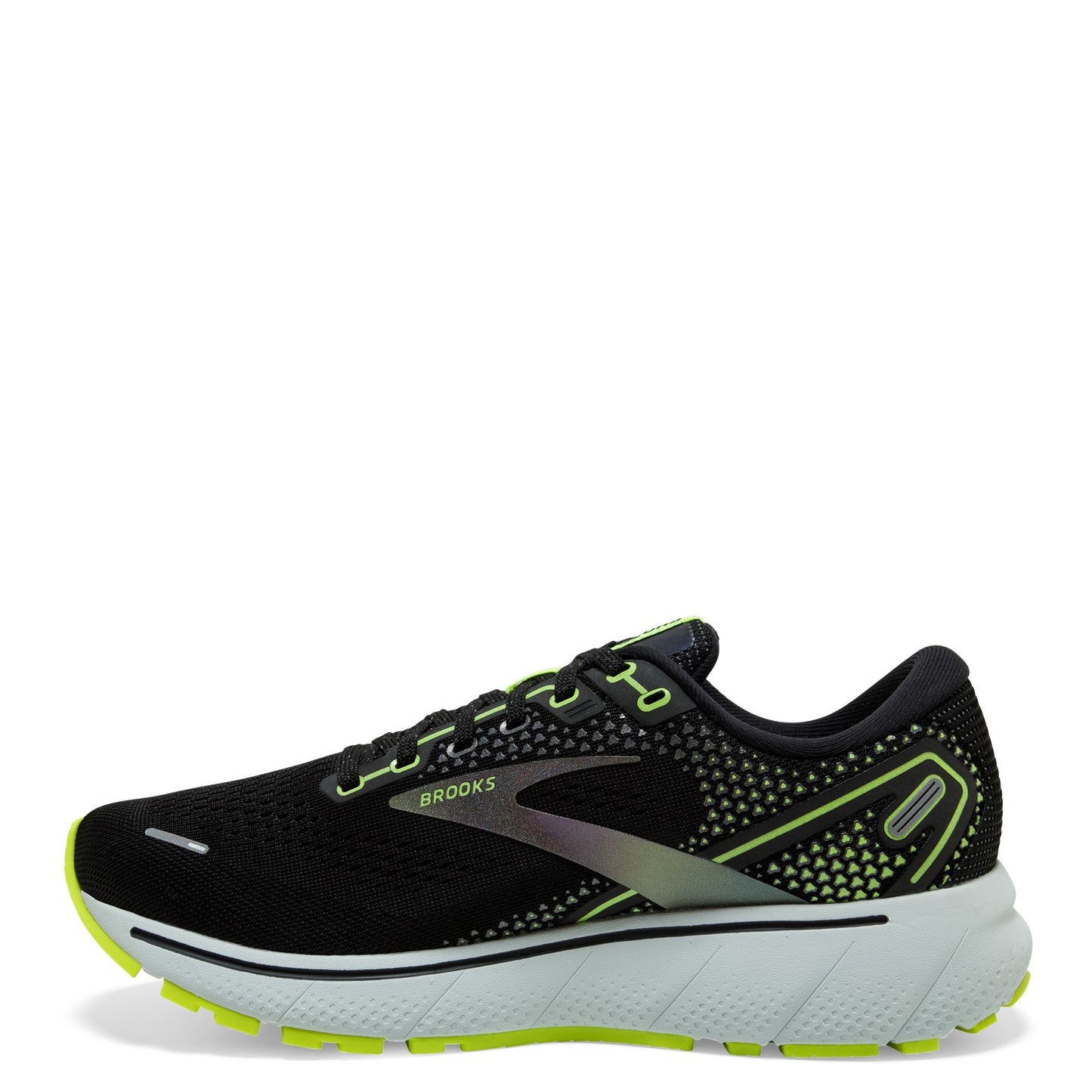 Peltz Shoes Men's Brooks Ghost 14 Running Shoe Black/Nightlife 110369 1D 050