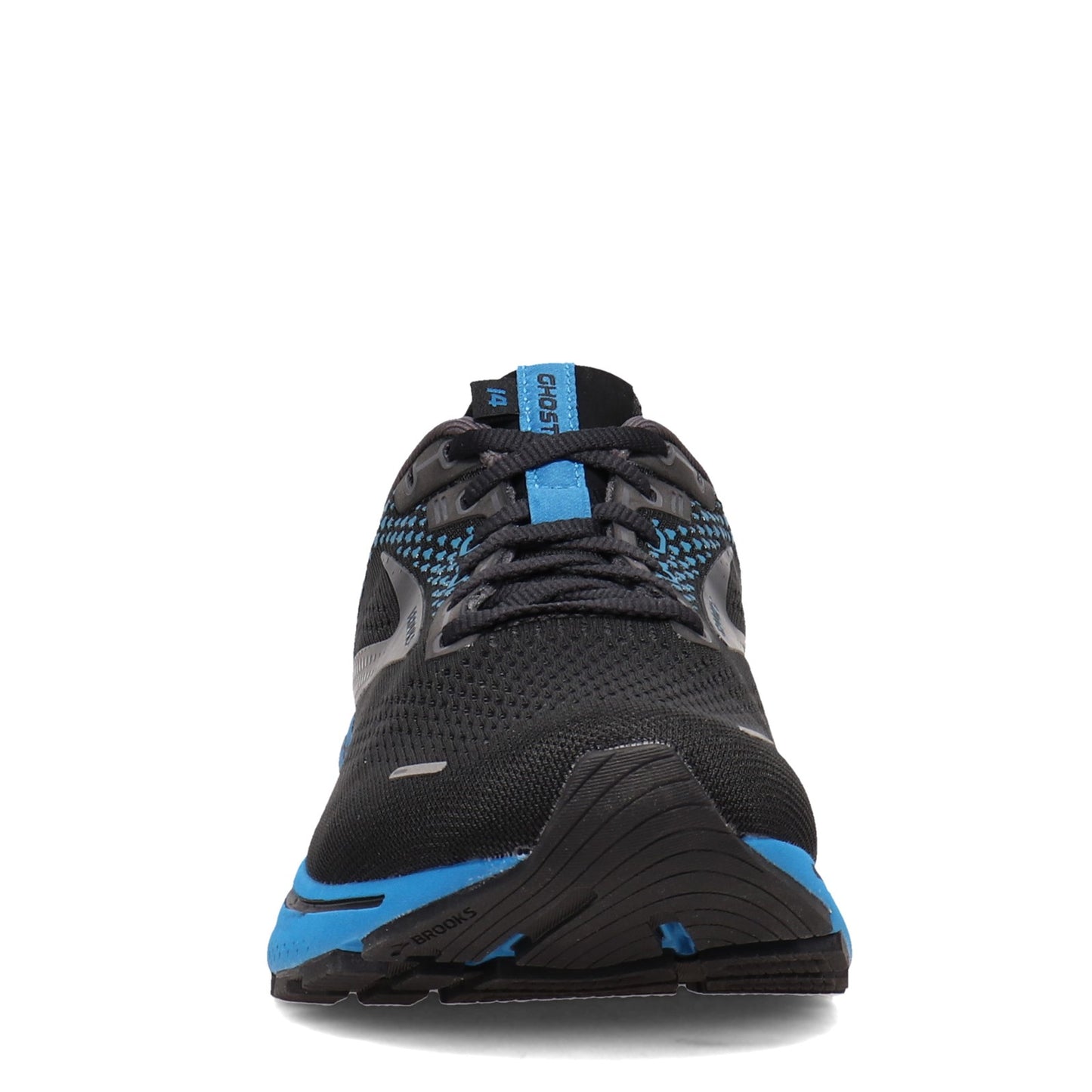 Peltz Shoes Men's Brooks Ghost 14 Running Shoe Black/Pearl/Blue 110369 1D 056