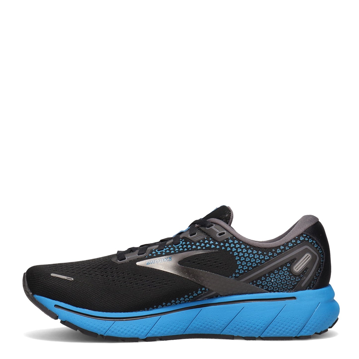 Peltz Shoes Men's Brooks Ghost 14 Running Shoe Black/Pearl/Blue 110369 1D 056