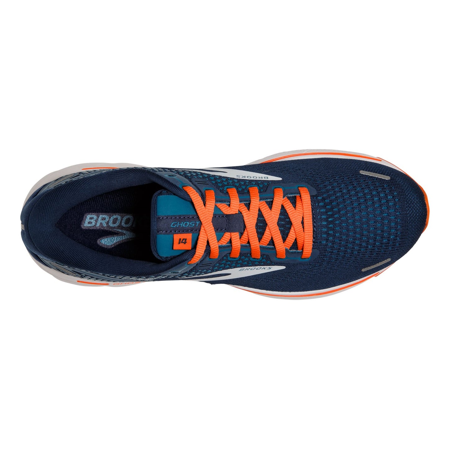 Peltz Shoes Men's Brooks Ghost 14 Running Shoe Titan/Teal/Flame 110369 1D 488