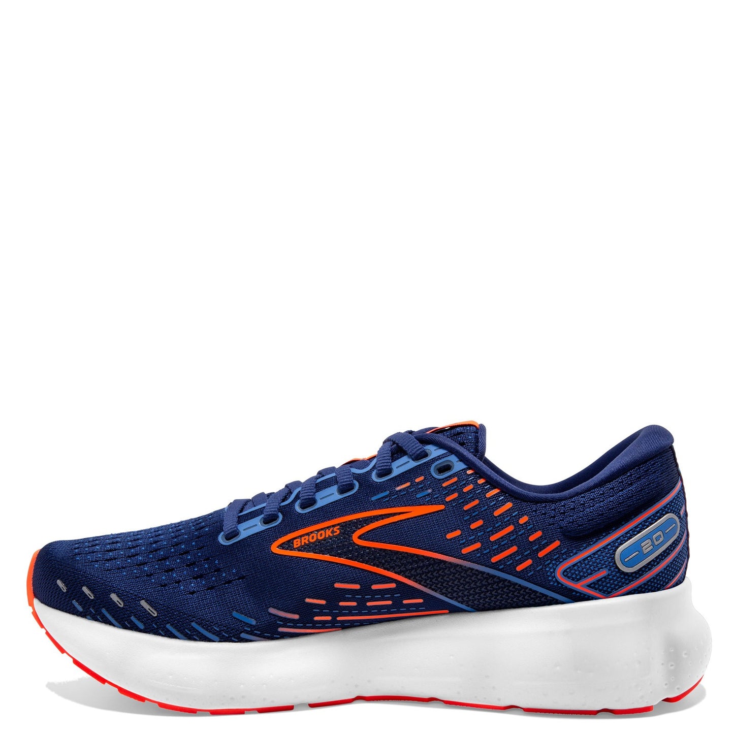 Peltz Shoes Men's Brooks Glycerin 20 Running Shoe - Wide Width Blue/Orange 110382 2E 444