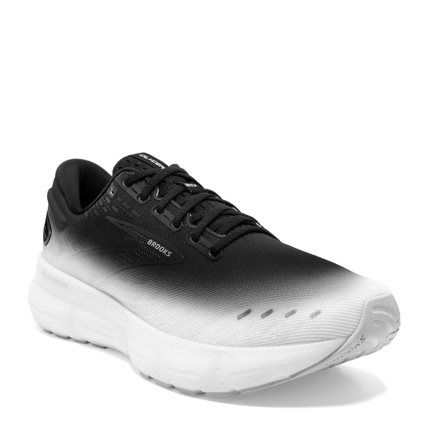 Peltz Shoes Men's Brooks Glycerin 20 Running Shoe BLACK WHITE FADE 1103821D075