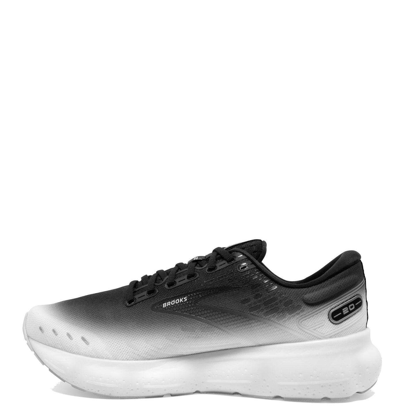 Peltz Shoes Men's Brooks Glycerin 20 Running Shoe BLACK WHITE FADE 1103821D075