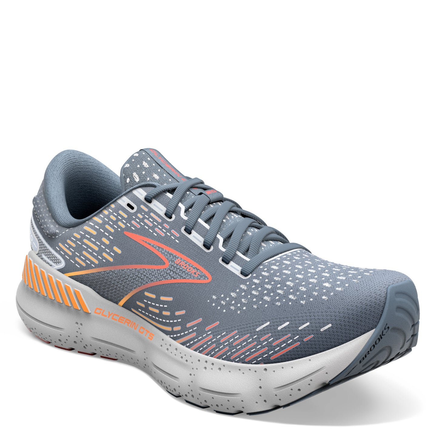 Peltz Shoes Men's Brooks Glycerin GTS 20 Running Shoe Grey/Chili/Orange 110383 1D 034