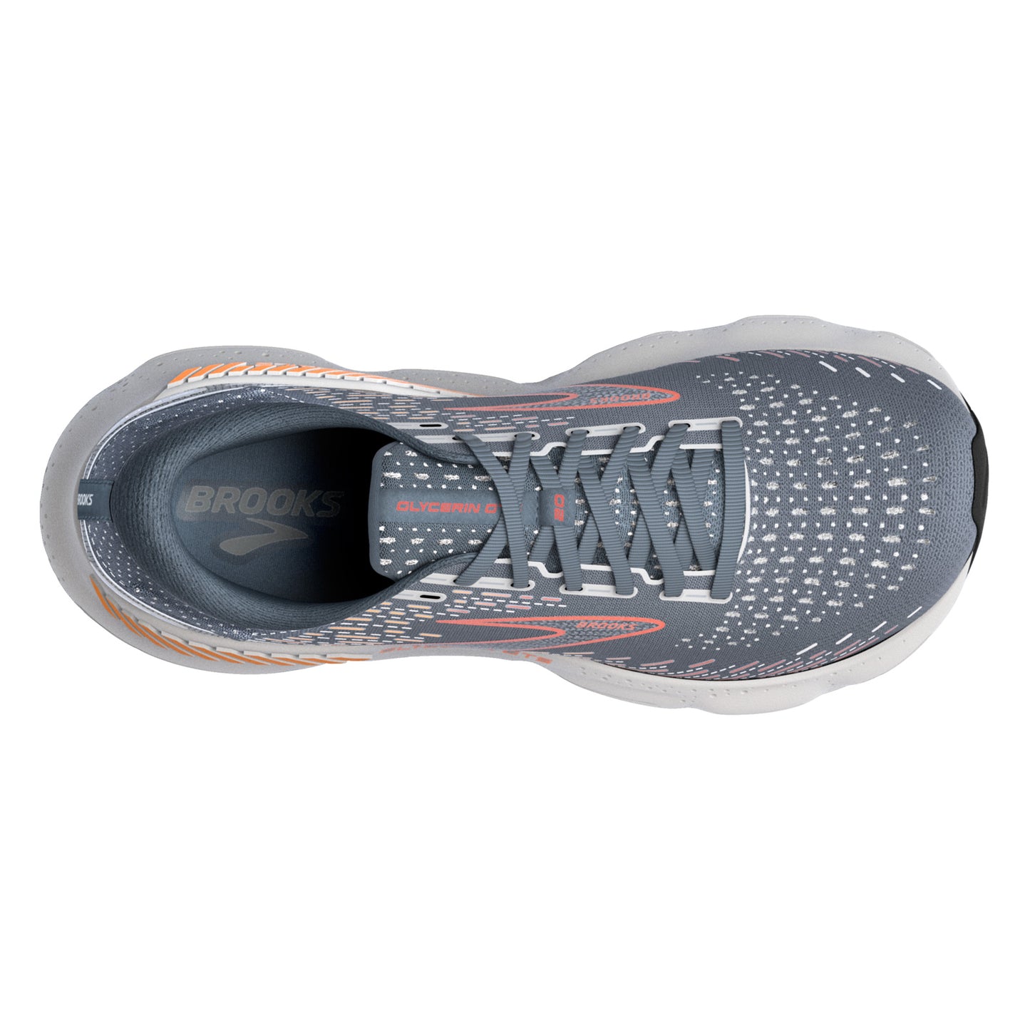 Peltz Shoes Men's Brooks Glycerin GTS 20 Running Shoe Grey/Chili/Orange 110383 1D 034