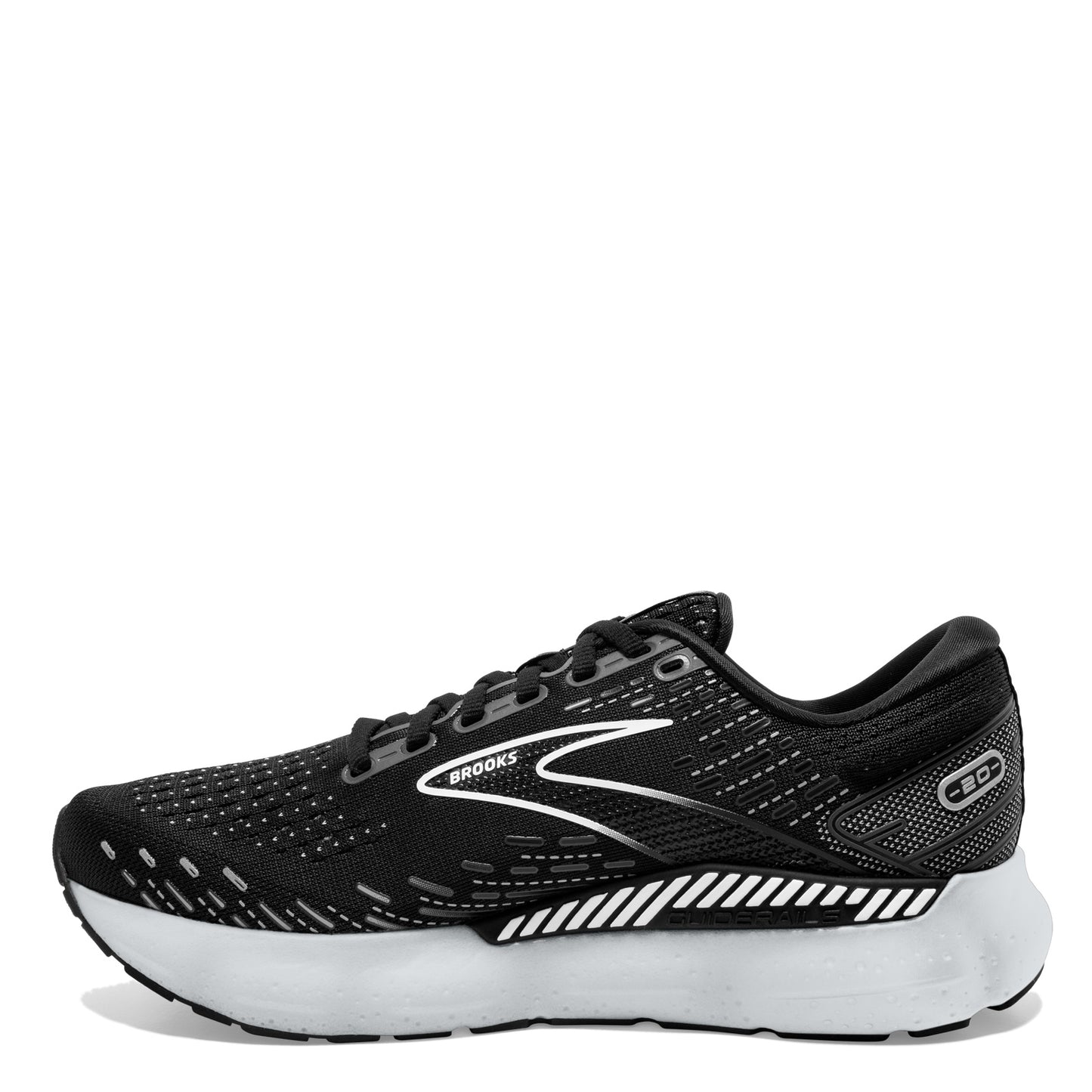Peltz Shoes Men's Brooks Glycerin GTS 20 Running Shoe Black/White 110383 1D 059