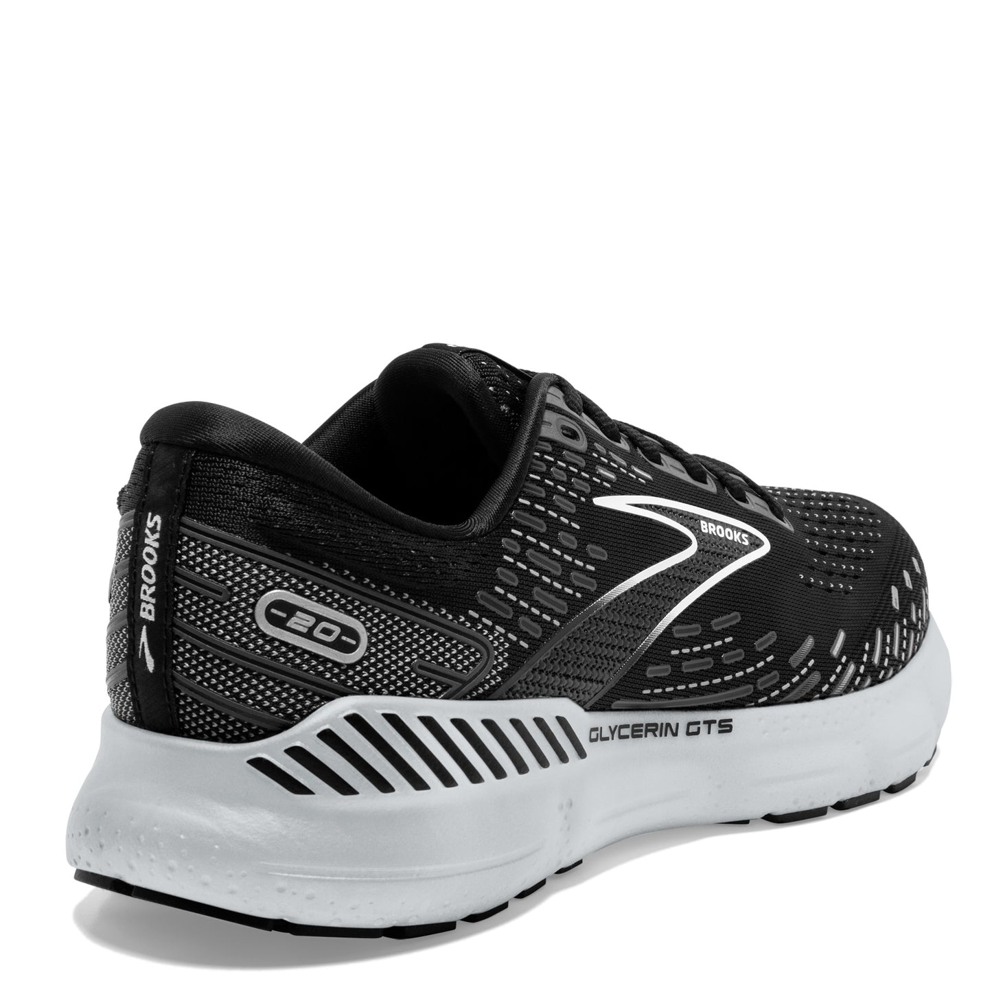 Peltz Shoes Men's Brooks Glycerin GTS 20 Running Shoe Black/White 110383 1D 059