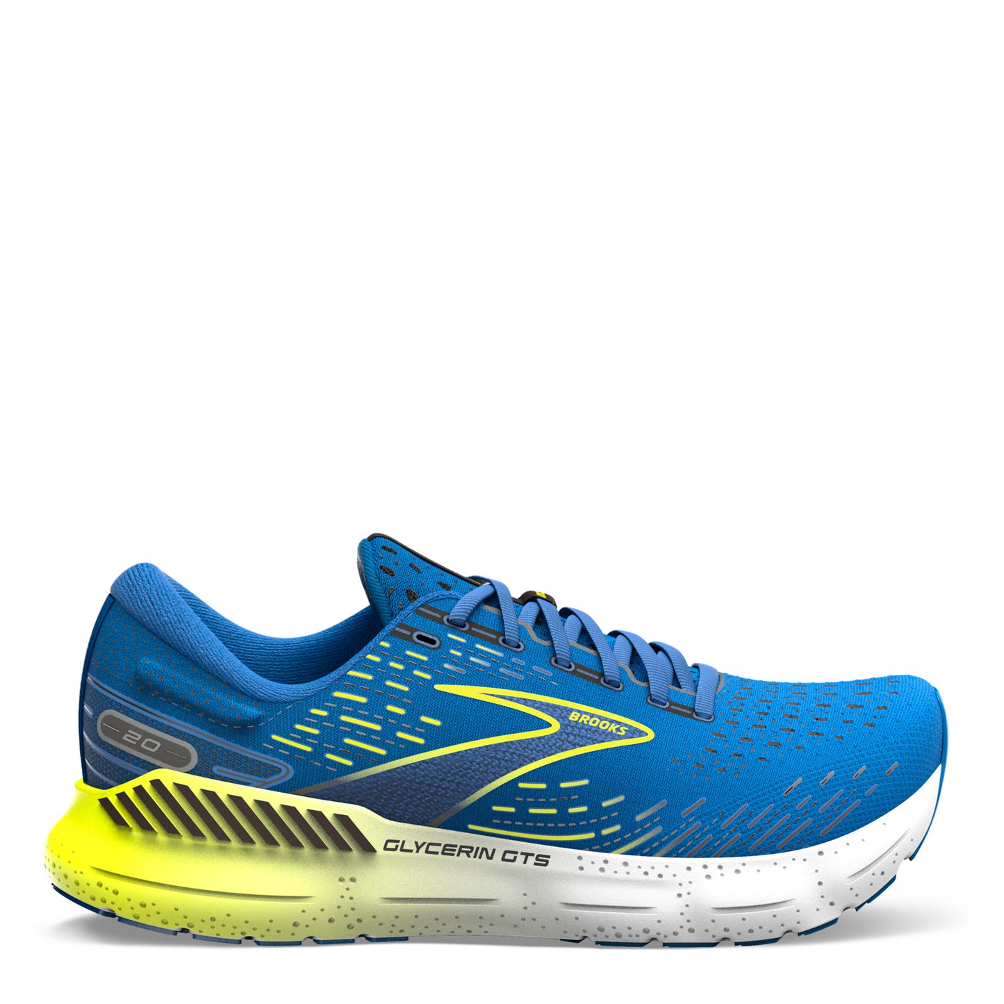 Peltz Shoes Men's Brooks Glycerin GTS 20 Running Shoe Blue/Nightlife 110383 1D 482