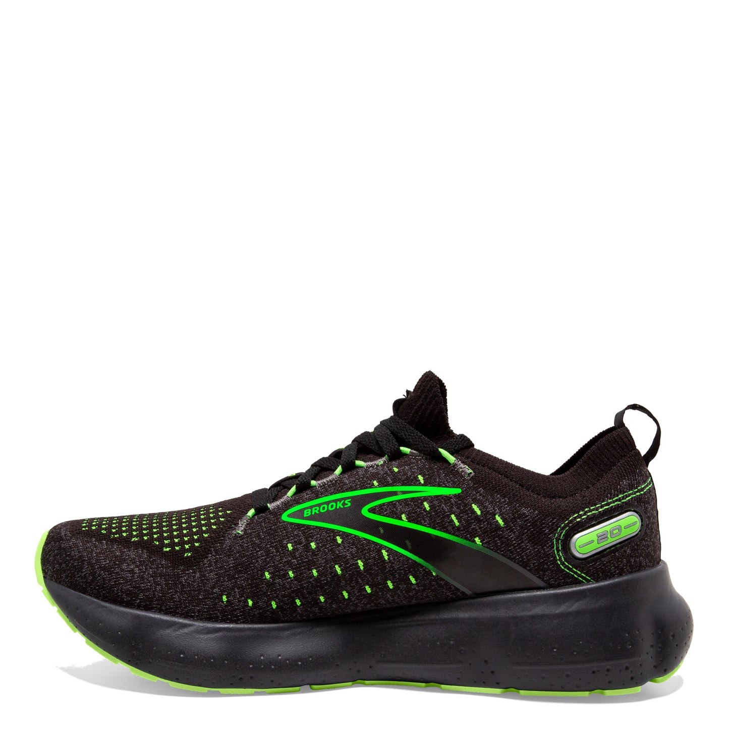 Peltz Shoes Men's Brooks Glycerin 20 Stealth Fit Running Shoe Black/Green 110384 1D 092