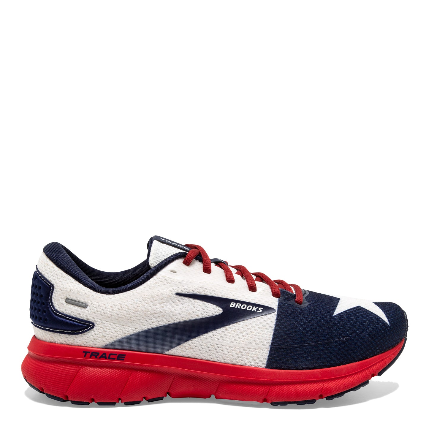Peltz Shoes Men's Brooks Trace 2 Running Shoe Red/White/Navy 110388 1D 689
