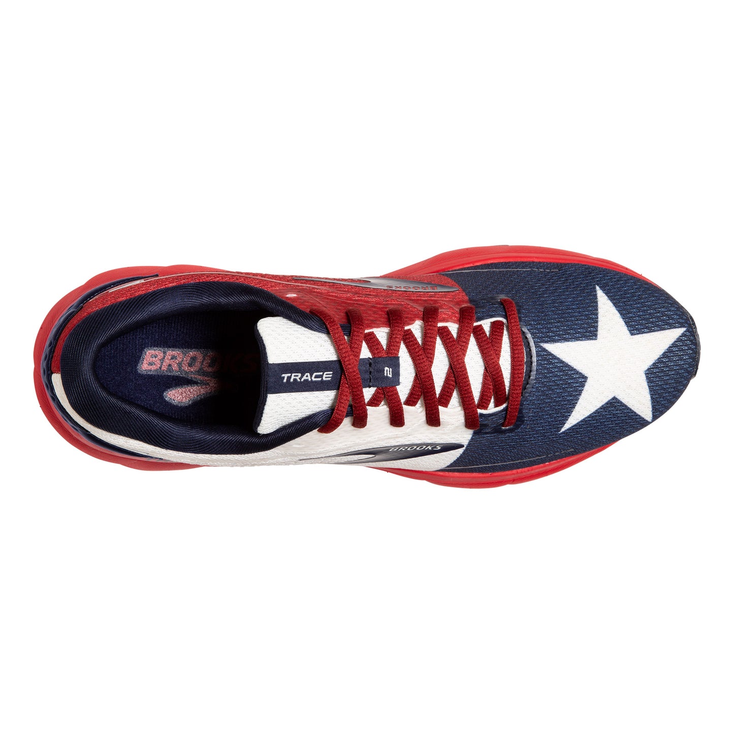 Peltz Shoes Men's Brooks Trace 2 Running Shoe Red/White/Navy 110388 1D 689