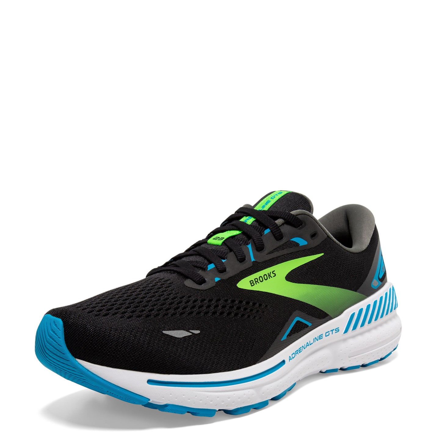 Peltz Shoes Men's Brooks Adrenaline GTS 23 Running Shoe - Extra Wide Width Black/Blue/Green 110391 4E 006