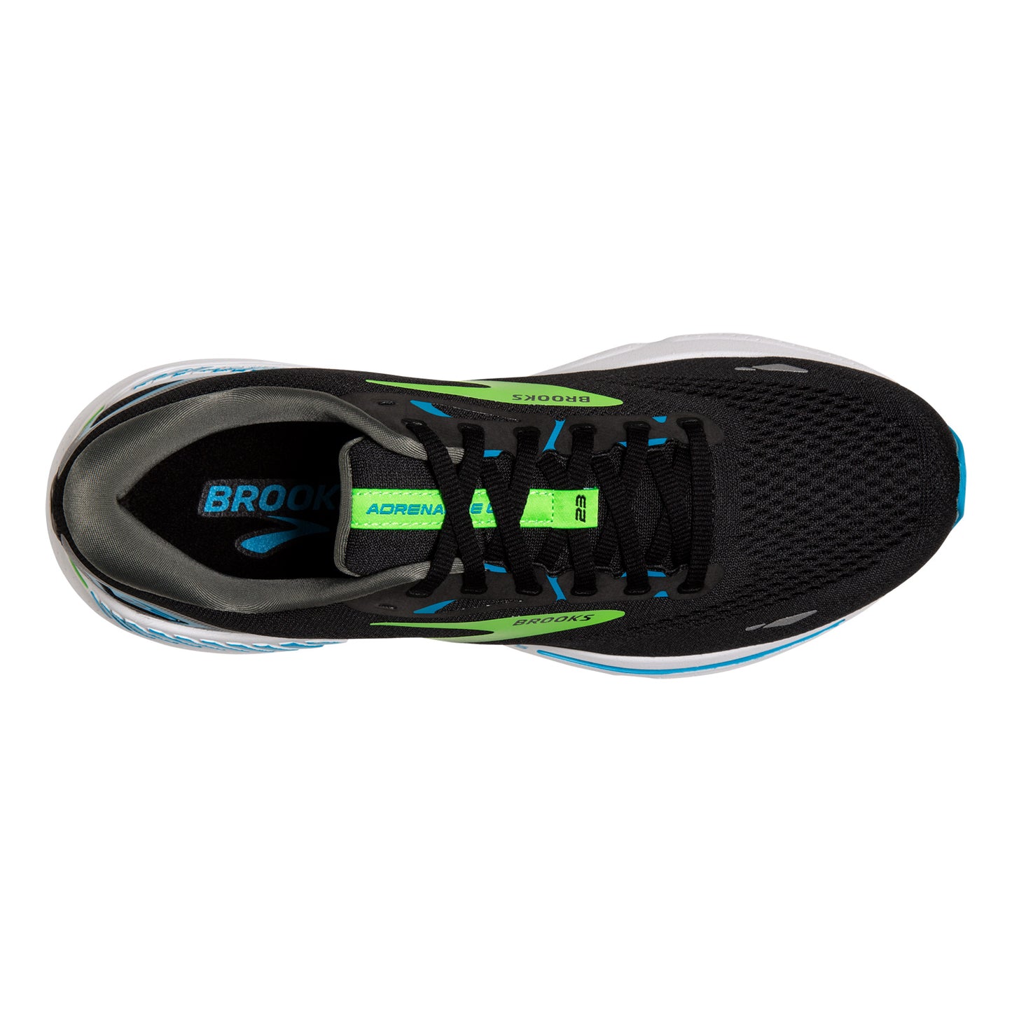Peltz Shoes Men's Brooks Adrenaline GTS 23 Running Shoe - Extra Wide Width Black/Blue/Green 110391 4E 006