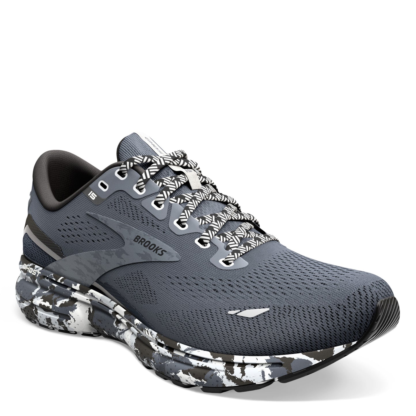 Peltz Shoes Men's Brooks Ghost 15 Running Shoe Ebony/Black/Oyster 110393 1D 004