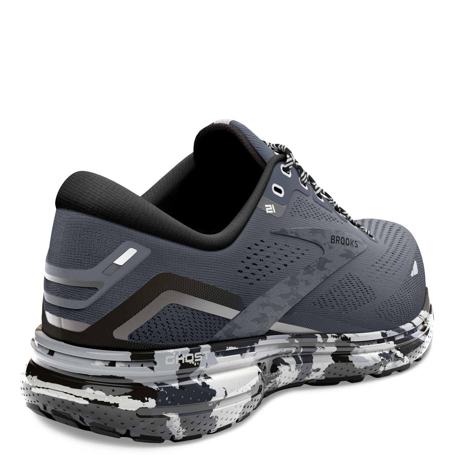 Peltz Shoes Men's Brooks Ghost 15 Running Shoe Ebony/Black/Oyster 110393 1D 004