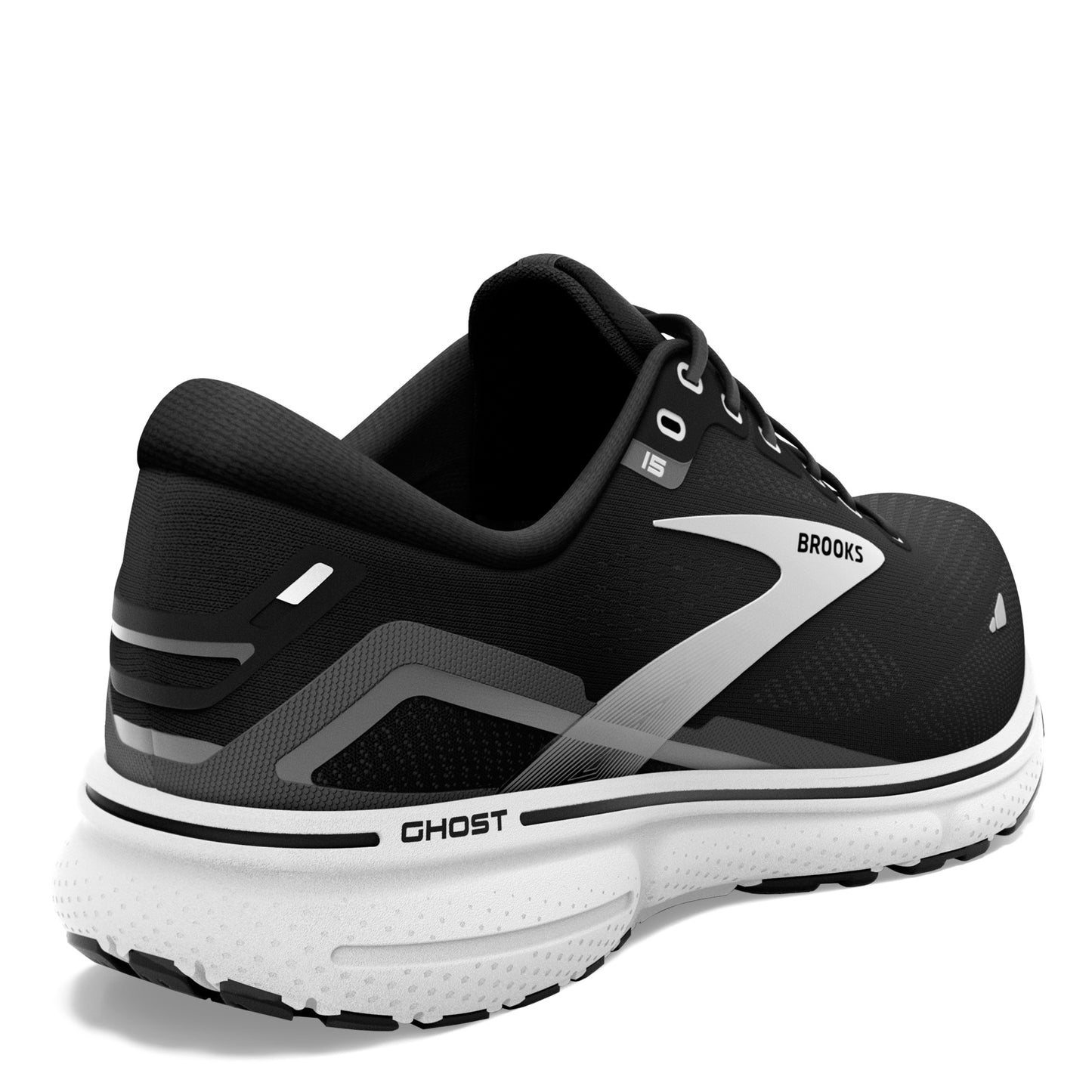 Peltz Shoes Men's Brooks Ghost 15 Running Shoe - Wide Width Black/White 110393 2E 012