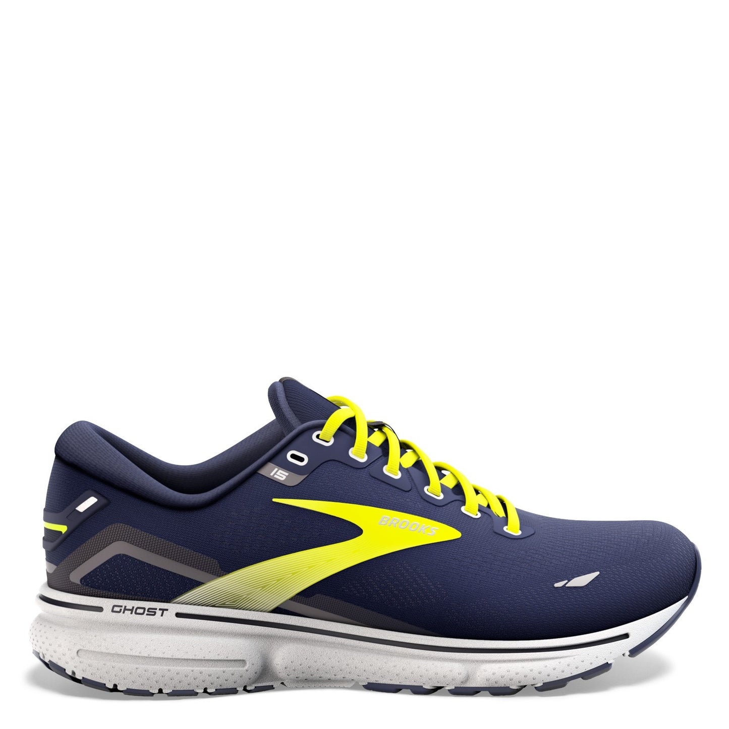 Peltz Shoes Men's Brooks Ghost 15 Running Shoe - Wide Width Peacoat/Nightlife 110393 2E 429