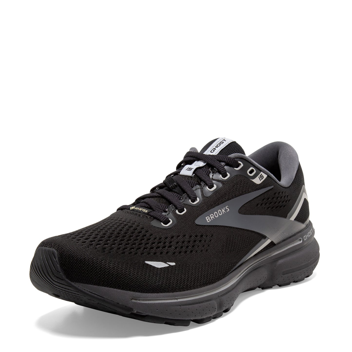 Peltz Shoes Men's Brooks Ghost 15 GTX Running Shoe Black/Grey 110394 1D 022