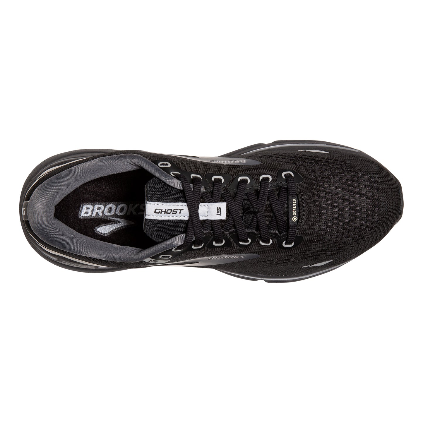 Peltz Shoes Men's Brooks Ghost 15 GTX Running Shoe Black/Grey 110394 1D 022