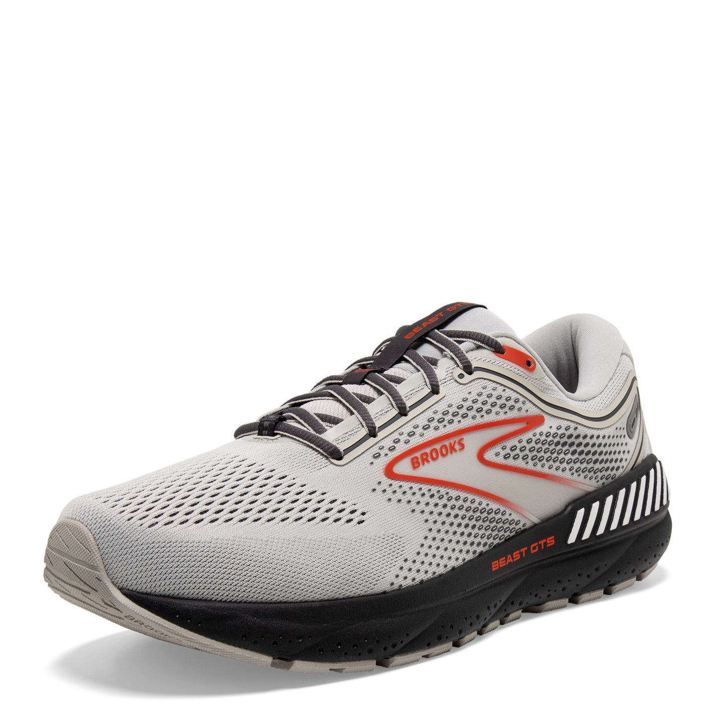 Peltz Shoes Men's Brooks Beast GTS 23 Running Shoe - Wide Width Grey/Scarlet/Ebony 110401 2E 030