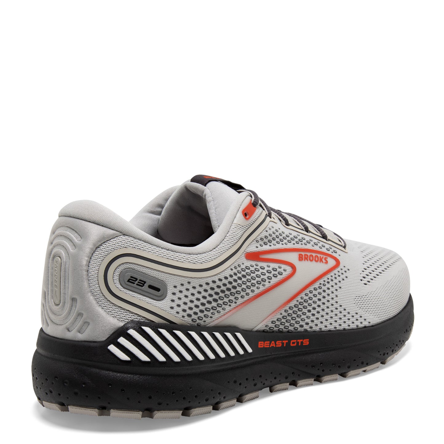Peltz Shoes Men's Brooks Beast GTS 23 Running Shoe - Wide Width Grey/Scarlet/Ebony 110401 2E 030