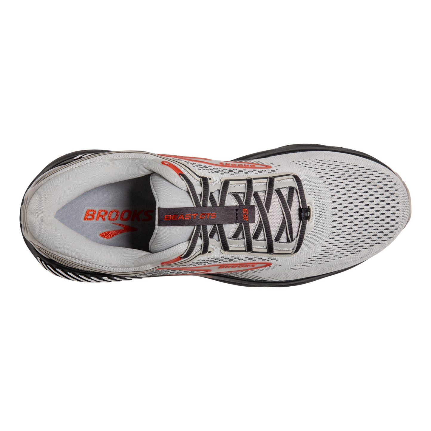 Peltz Shoes Men's Brooks Beast GTS 23 Running Shoe - Wide Width Grey/Scarlet/Ebony 110401 2E 030