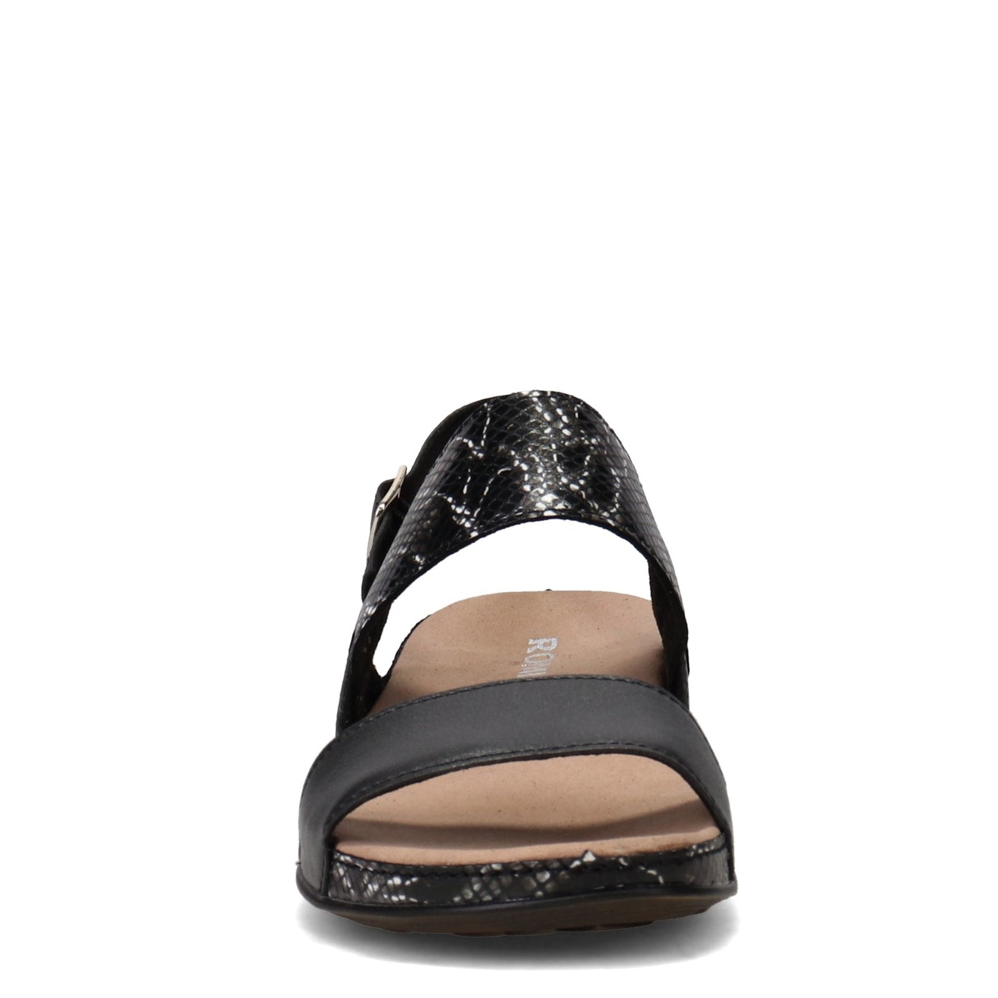 Peltz Shoes Women's Romika Fidschi 67 Sandal BLACK SNAKE PRINT 11067-403101