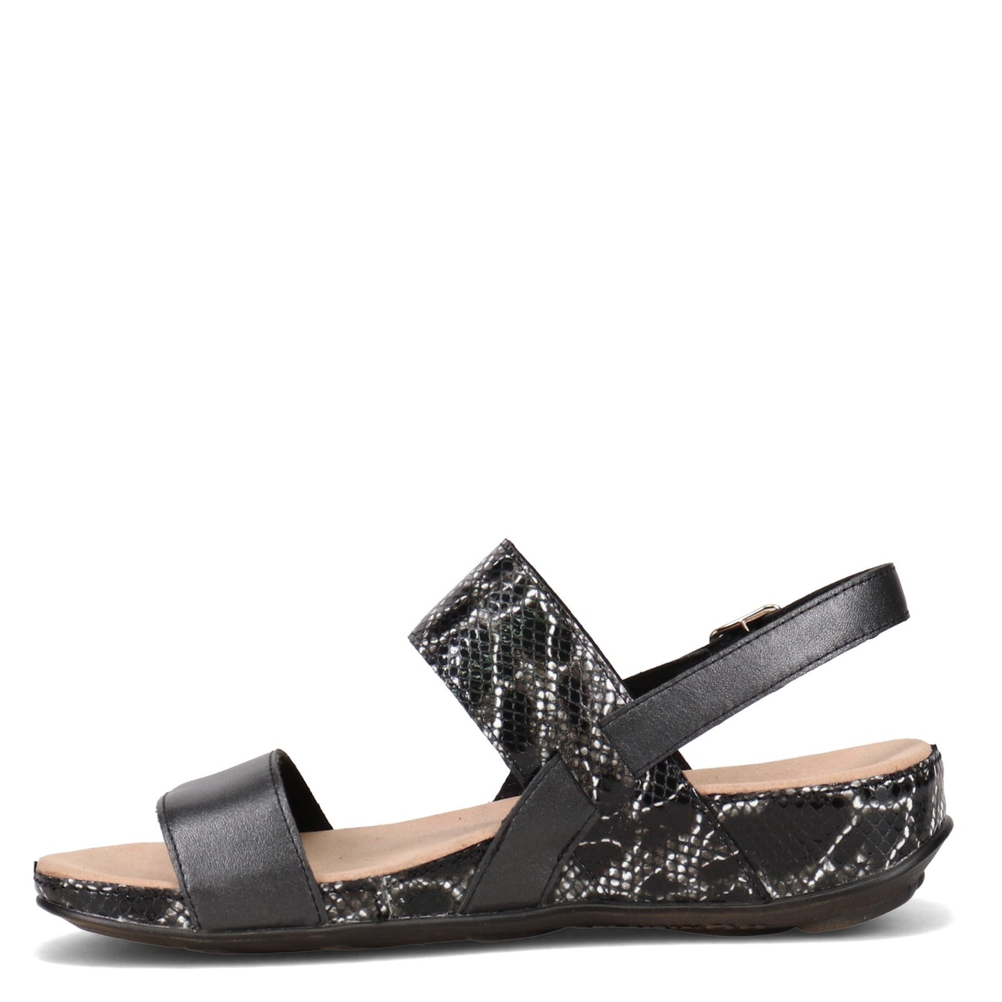 Peltz Shoes Women's Romika Fidschi 67 Sandal BLACK SNAKE PRINT 11067-403101