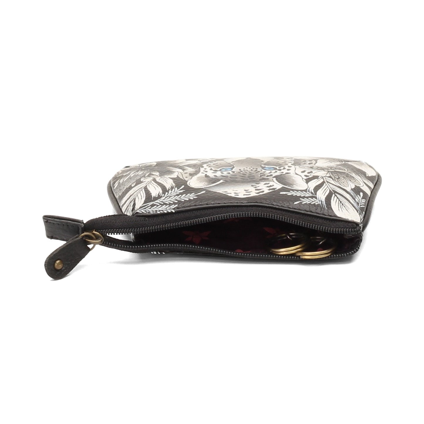 Peltz Shoes Women's Anuschka Medium Sized Coin Purse BLACK / LEOPARD 1107-CLP