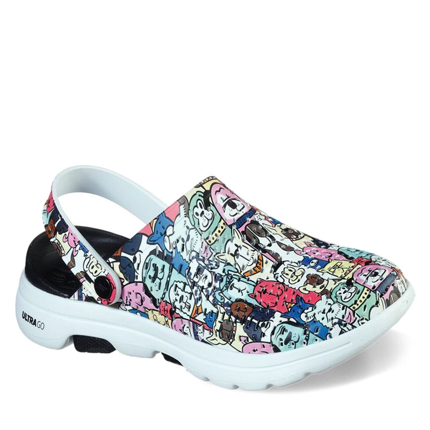 Peltz Shoes Skechers Women's Foamies GOwalk 5 - Dog Lover Clog Black/Multi 8