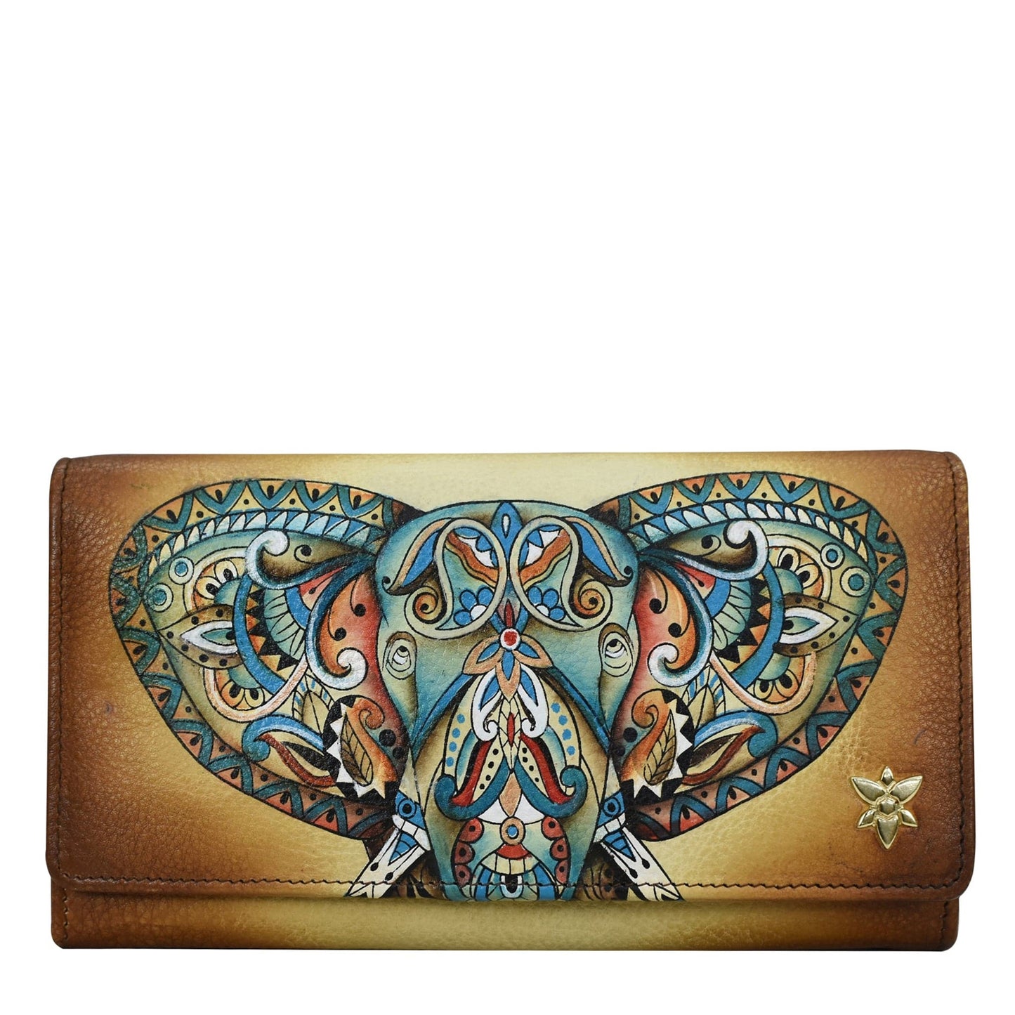 Peltz Shoes Anuschka Accordion Flap Wallet Elephant Mandala 1112-ELM