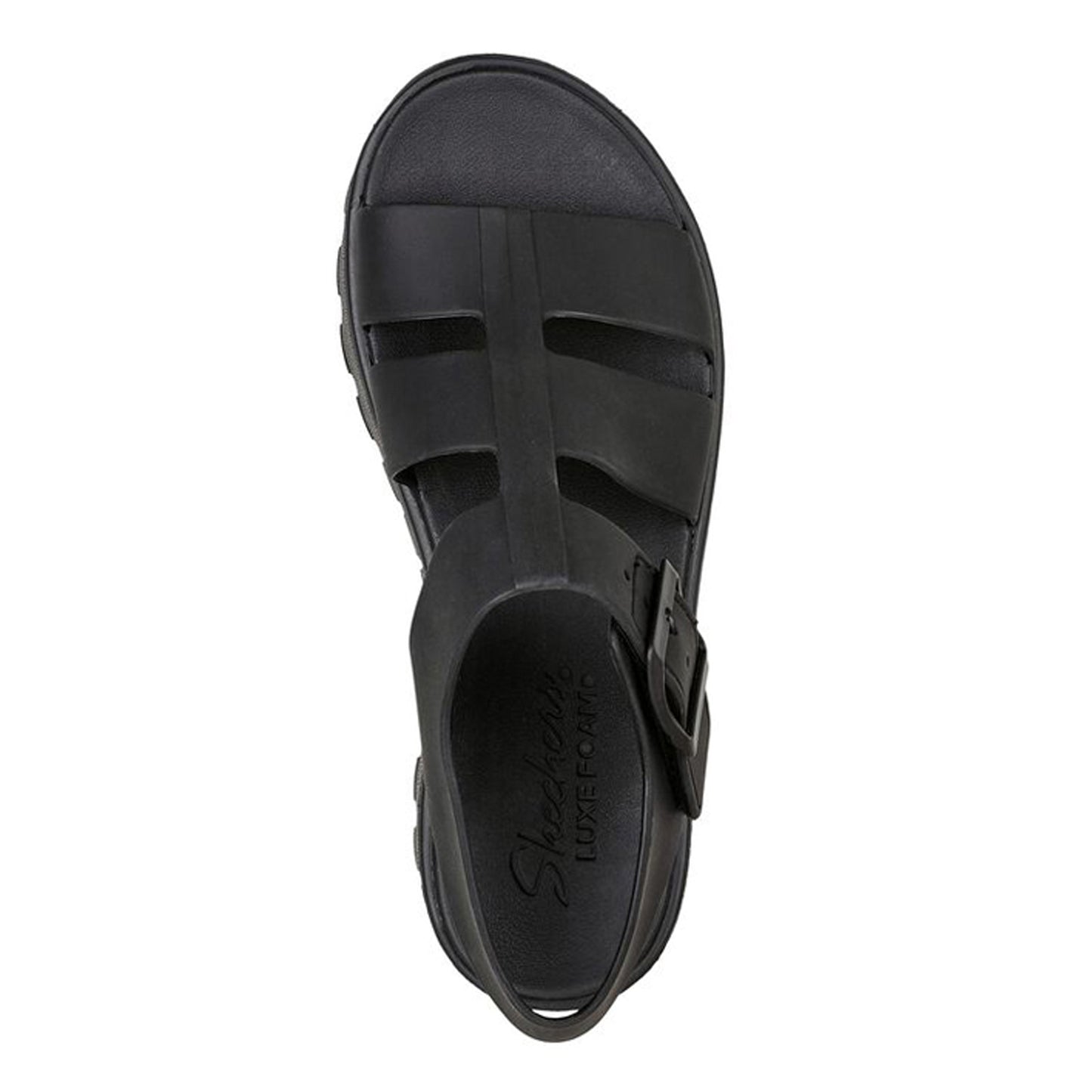 Peltz Shoes Women's Skechers Foamies: Footsteps - Back to Basics Sandal Black 111570-BBK