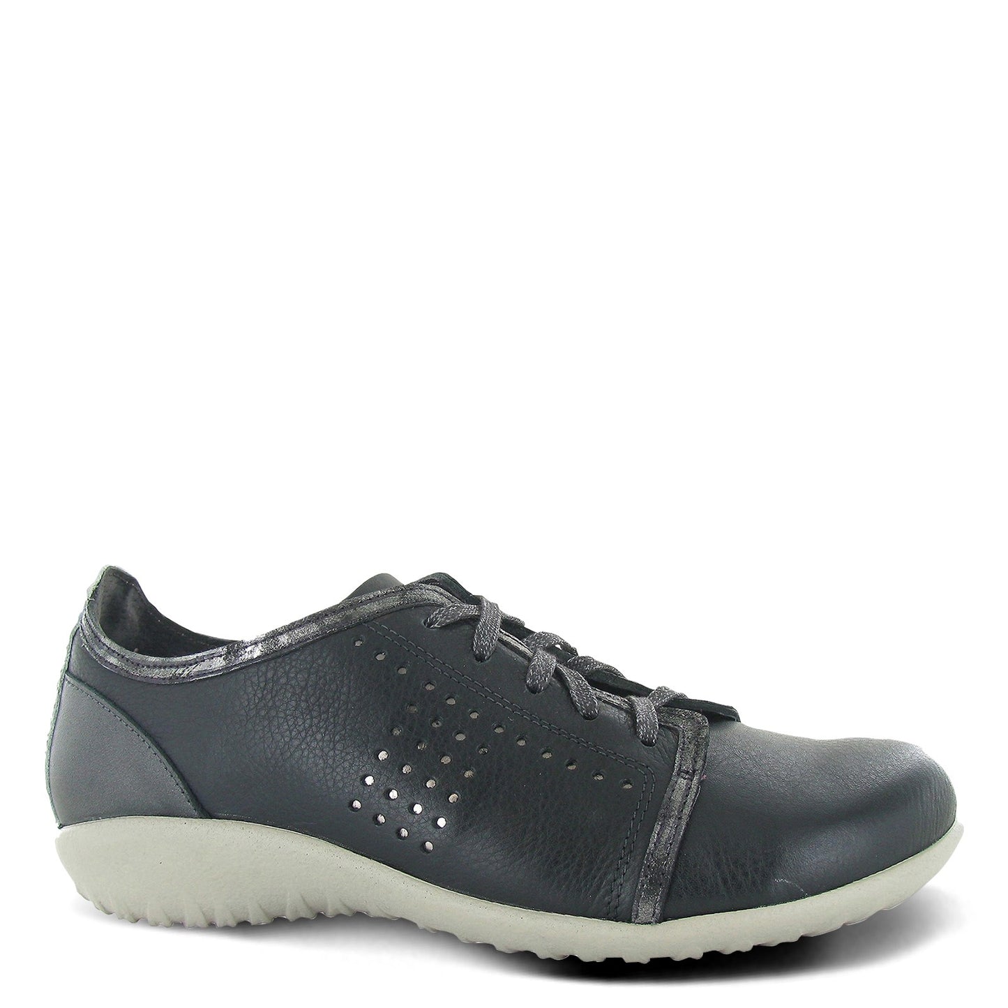Peltz Shoes Women's Naot Avena Oxford Soft Black Lthr/Metallic Road Lthr/Glass Silver/Gray Cobra Lthr 11165-NPK