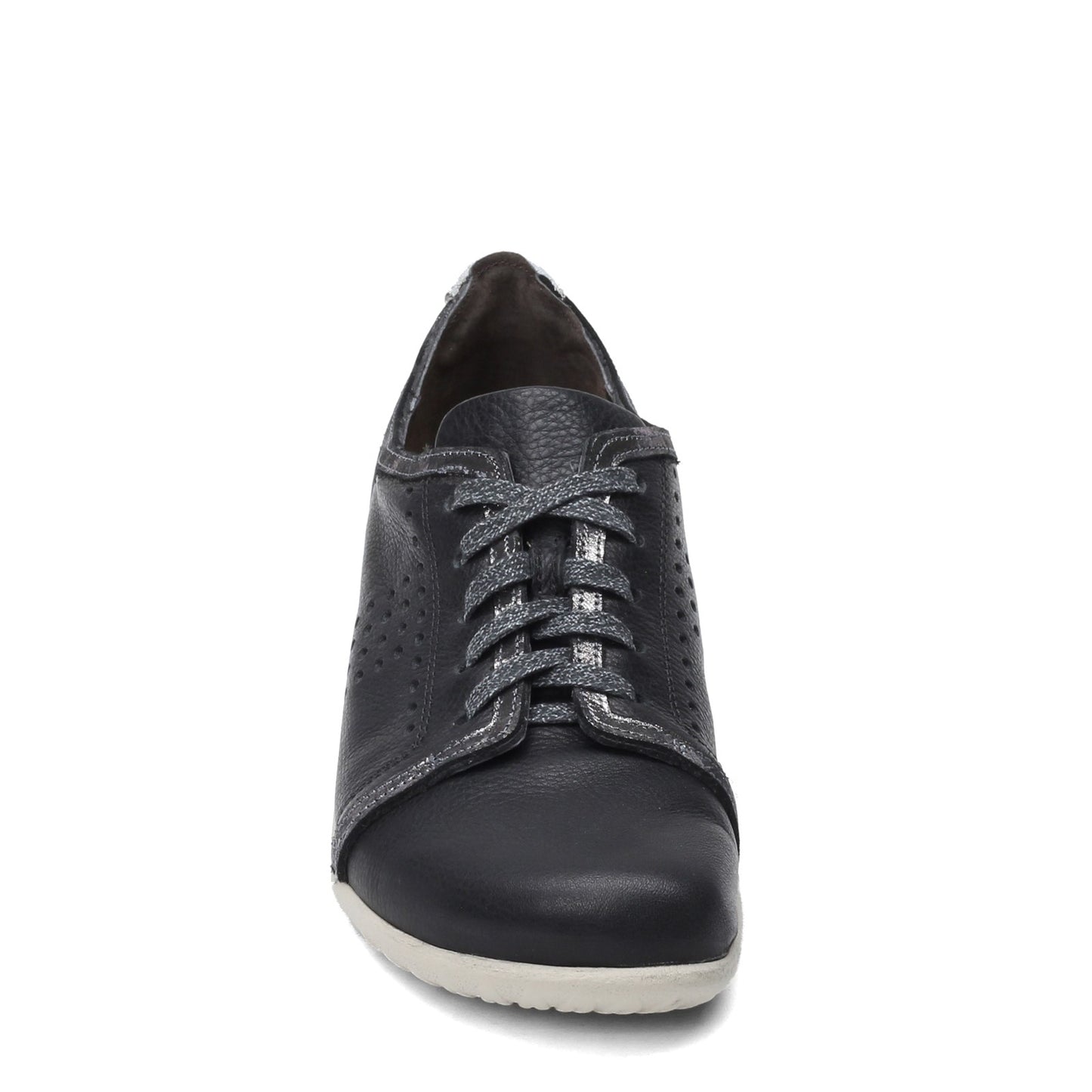 Peltz Shoes Women's Naot Avena Oxford Soft Black Lthr/Metallic Road Lthr/Glass Silver/Gray Cobra Lthr 11165-NPK