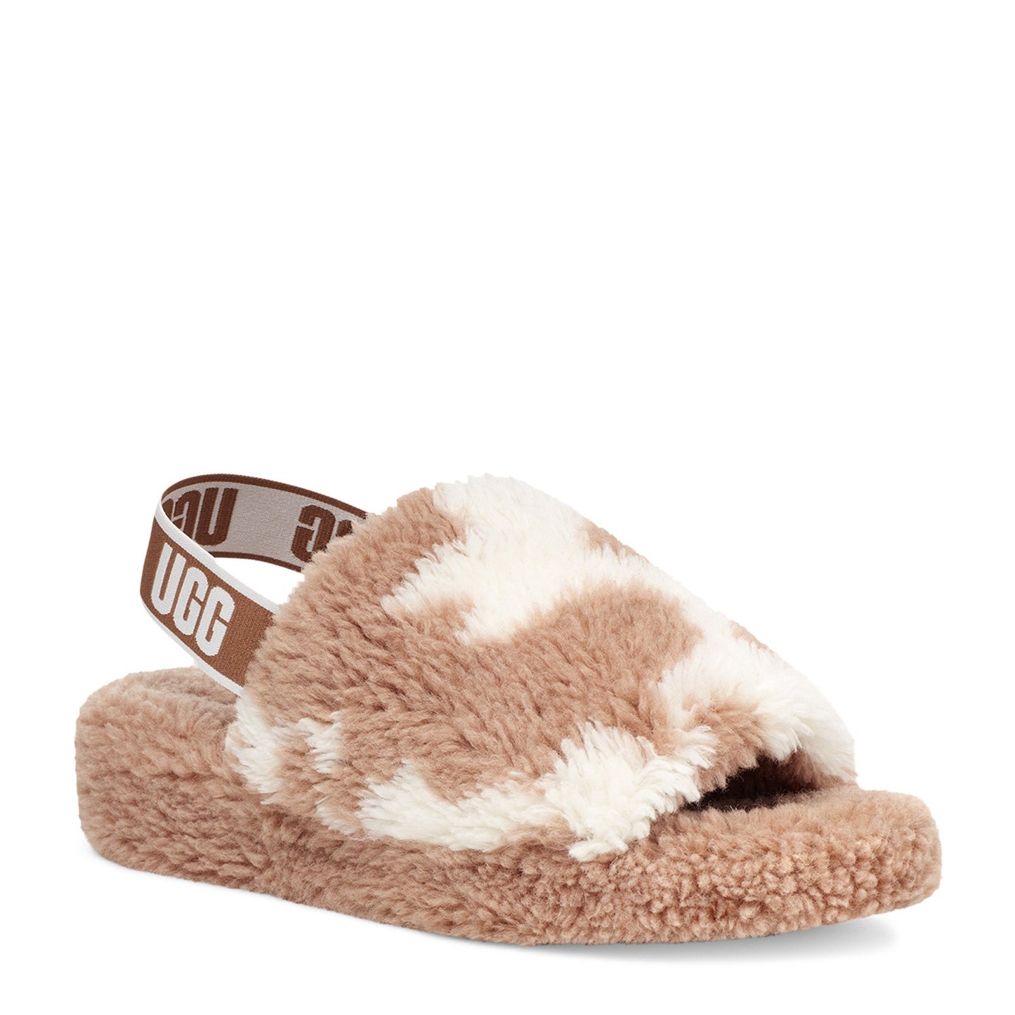 Peltz Shoes Women's Ugg Fluff Yeah Slide TAN COW PRINT 1125592-MSS
